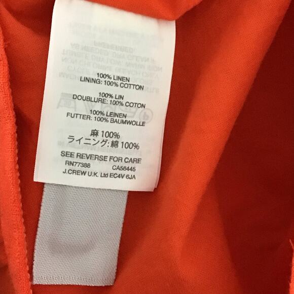 J. Crew 100% Linen Ruffle Hem Faux Wrap Mini Skirt Citrus Poppy Orange sz 4 - Picture 9 of 10